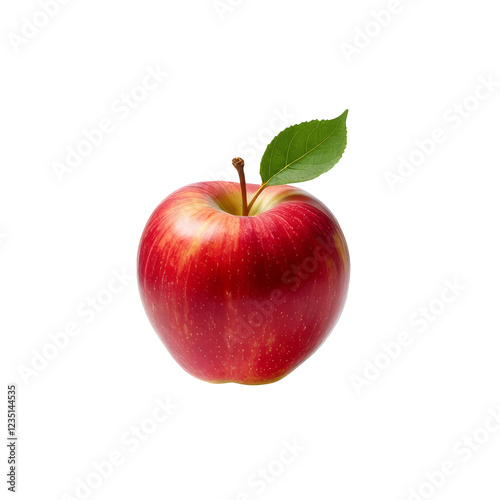 Red Apple, fresh ripe fruit isolated on transparent background, close-up shot