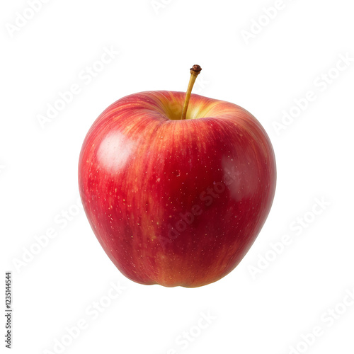 Red Apple, fresh ripe fruit isolated on transparent background, close-up shot