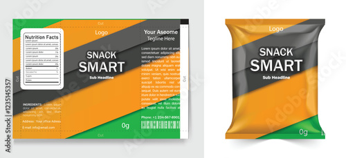 Chips package design, foil bags with the original file in 3d illustration.  Chip's packaging ideas | chip packaging, packaging, chips, vector, template.