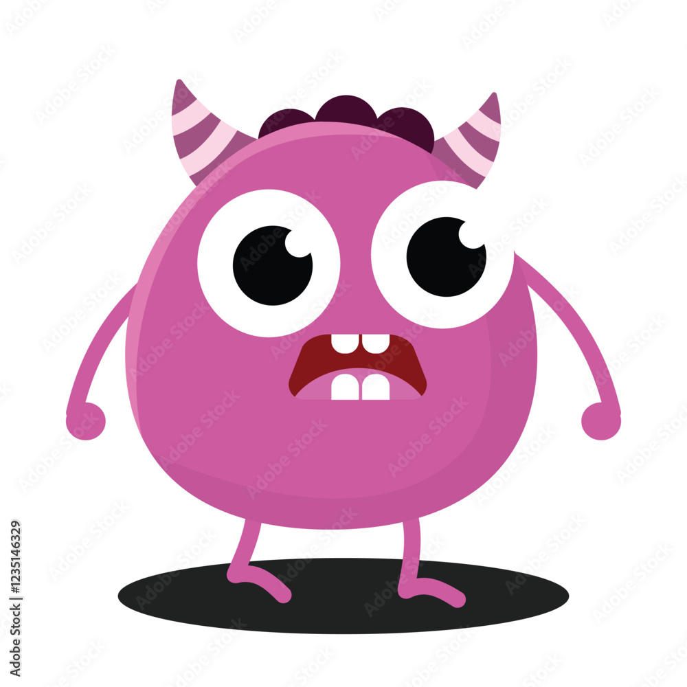 Fototapeta premium Cute Monster. Cartoon kawaii funny character. Suitable for flat design graphic illustration, clip art, stickers, posters, stickers, cards, etc