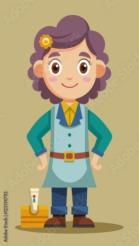 Doll Maker smiling with tools against a neutral background