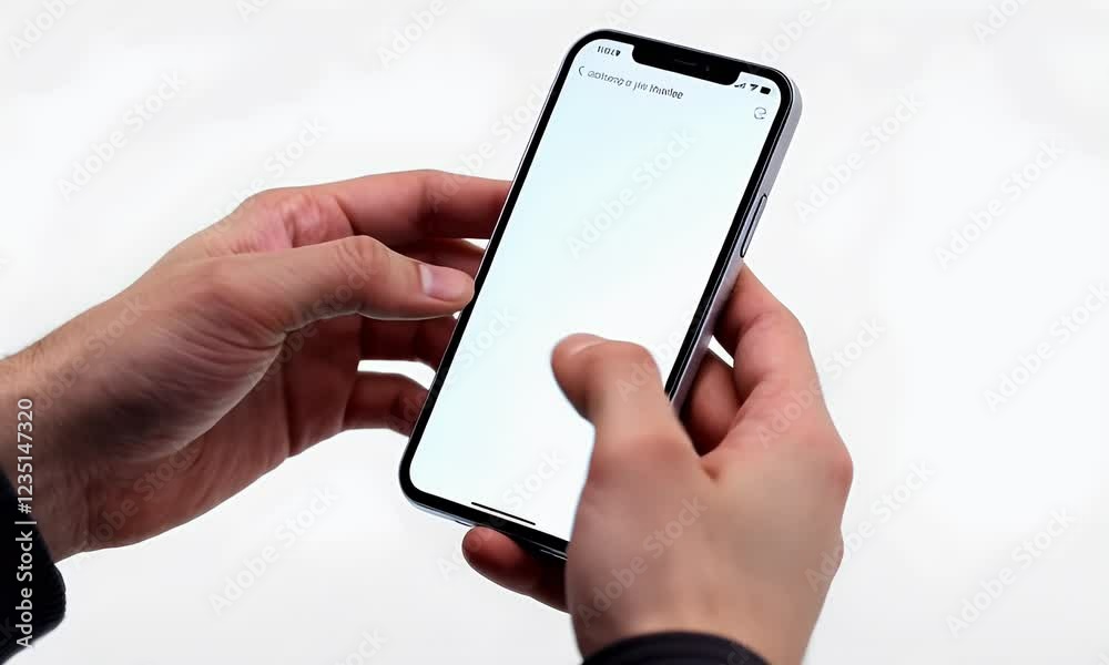 Close-up of Hands Holding Smartphone with Green Screen Close-up of Hands Holding Smartphone with Green Screen