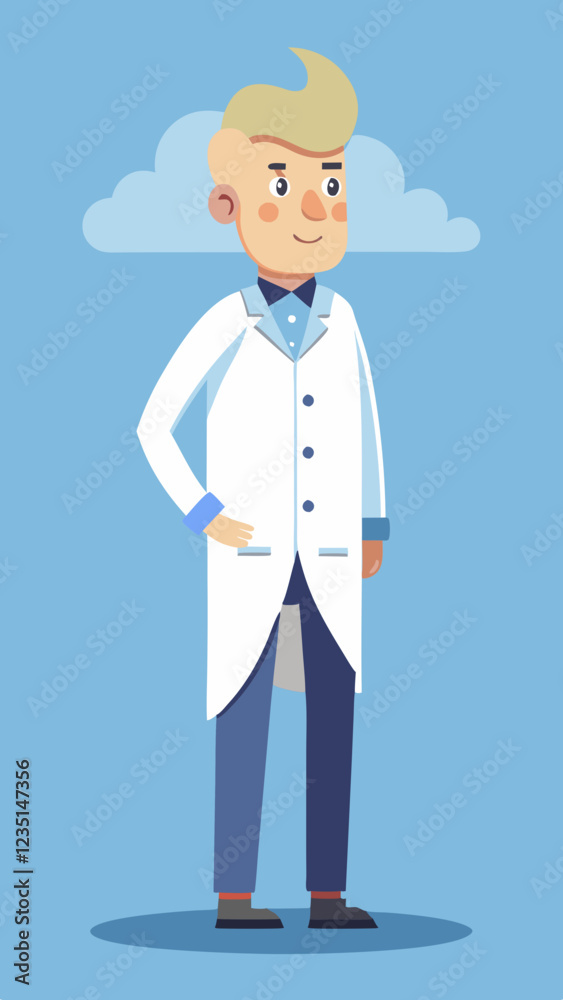 Meteorologist standing confidently against a blue background Meteorologist standing confidently against a blue background