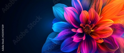 A vibrant abstract colorful flower design,
