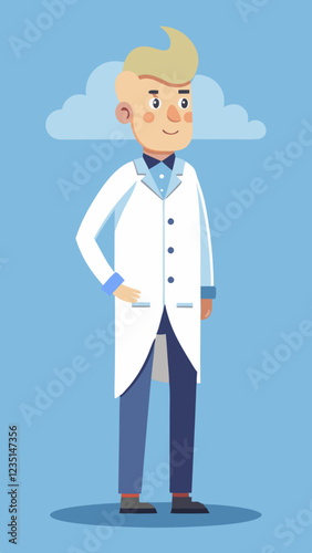 Meteorologist standing confidently against a blue background