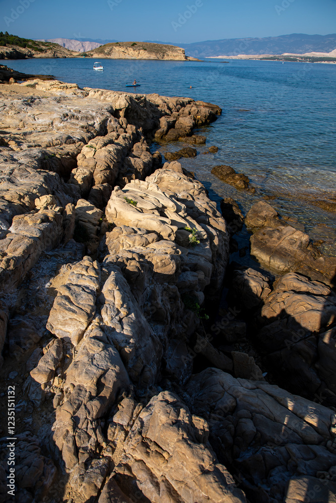 View of scenic landscape with rocks and sea on the Adriatic Sea, Croatia