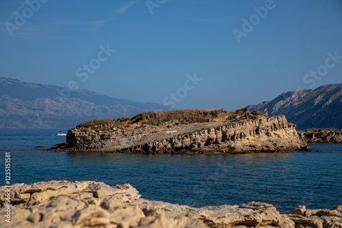 Obraz na płótnie View of scenic landscape with rocks and sea on the Adriatic Sea, Croatia w salonie