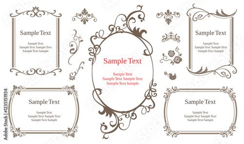 Elegant Collection Vintage Frames and borders. Classic calligraphy swirls, swashes, floral motifs for greeting cards, wedding invitations, restaurant menu, royal certificates..eps
