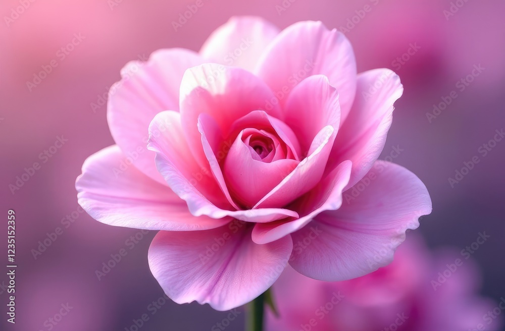 Fototapeta premium Close-up of a flower. Soft color transitions from pink to purple with a light floral silhouette. Postcard for Women's Day, Mother's Day