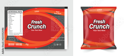 Chips package design, foil bags with the original file in 3d illustration.  Chip's packaging ideas | chip packaging, packaging, chips, vector, template.