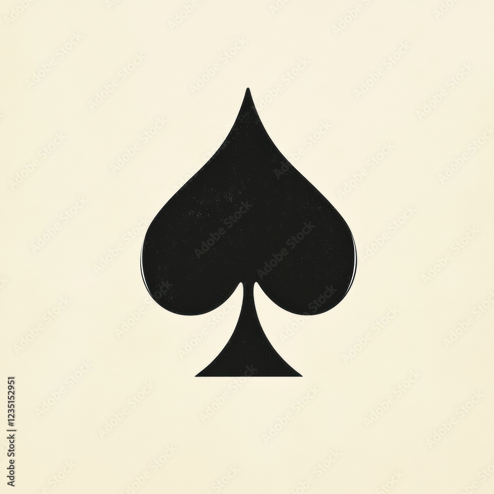 Black spade symbol on a light background representing card suits and gaming culture. Generative AI Black spade symbol on a light background representing card suits and gaming culture. Generative AI