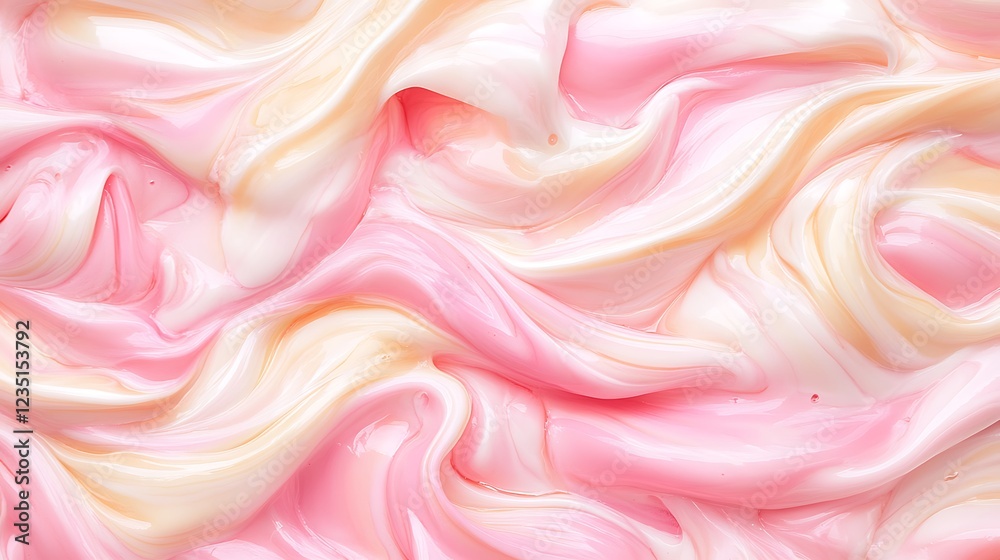 Obraz premium Swirled Pink and Cream Cosmetic Cream Texture