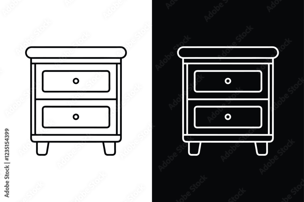 Nightstand icon icon flat icon vector on White Background Vector Art Illustration on white background. Nightstand icon icon flat icon vector on White Background Vector Art Illustration on white background.