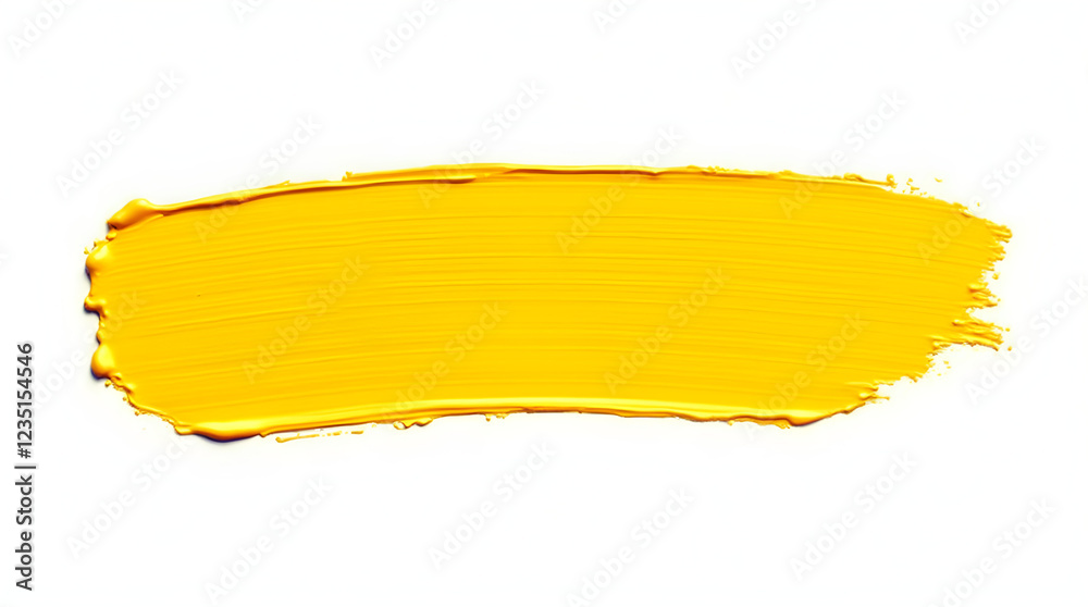 Obraz premium Bright Yellow Lipstick Swatch Sample Texture Isolated on White Background, Makeup Cosmetic Product, Beauty, Color, Pigment