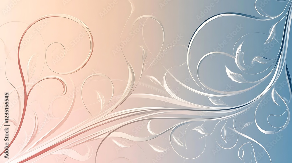Elegant swirling floral design on a pastel background Elegant swirling floral design on a pastel background