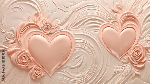 Two Hearts Adorned With Roses And Swirling Floral Designs
