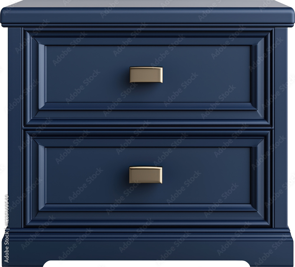 Navy blue nightstand with two drawers