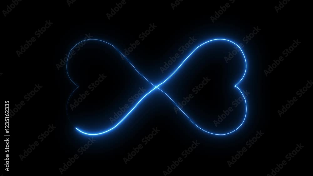 Valentine's Day or the Feast of Saint Valentine, is celebrated annually on February 14 futuristic glowing Romantic simplistic love background. Glowing neon heart appears  Seamless Loop, 4K