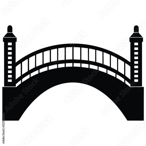 Bridge line art silhouette vector illustration