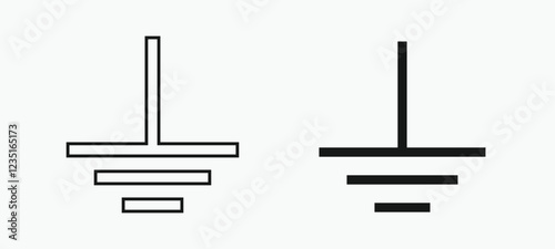 sets Protective earth ground symbol represents grounding in electrical systems.