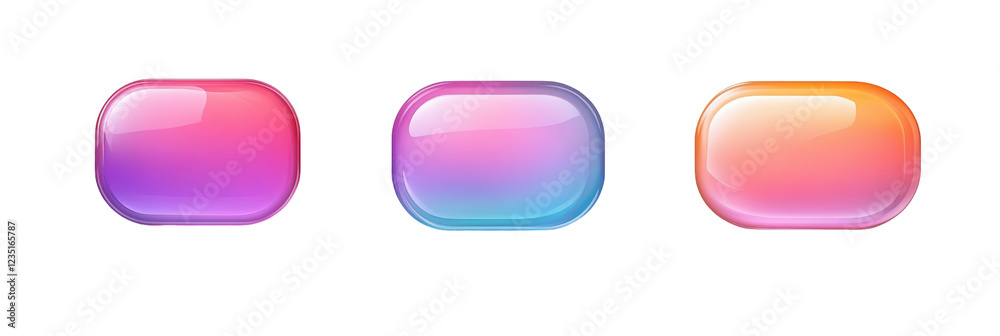 Glossy gradient icon set with colorful rounded square buttons on transparent background png Glossy gradient icon set with colorful rounded square buttons on transparent background png