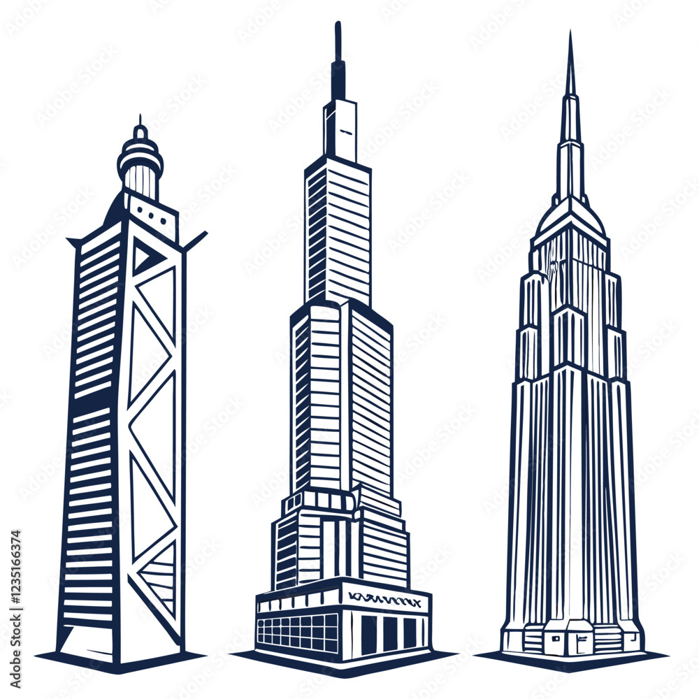Obraz premium Three skyscrapers silhouette