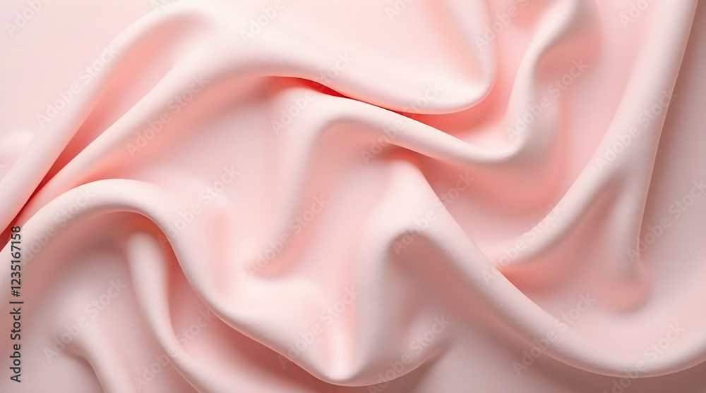 Obraz premium Luxurious Peach Silk Fabric Drape Texture Background: Elegant Soft Pink Crepe Material for Design Inspiration