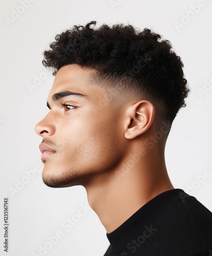 A male model showcasing a Ninja low taper fade haircut
