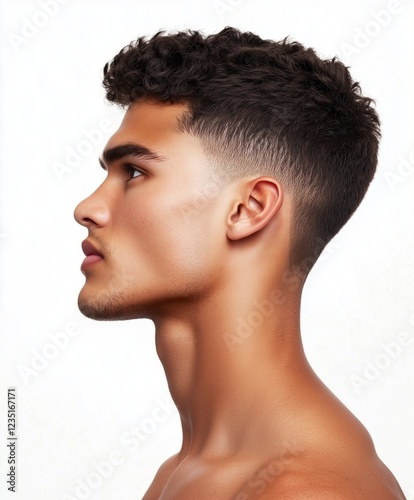 A male model showcasing a Ninja low taper fade haircut
