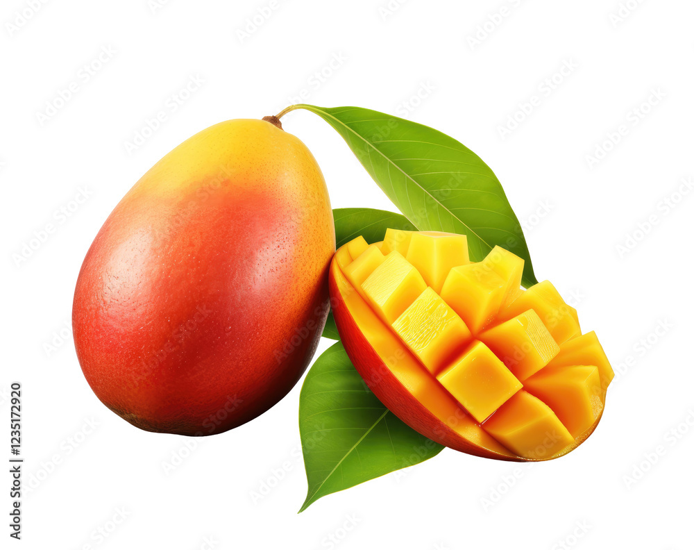 Mango Slice isolated on transparent white background, clipping path Mango Slice isolated on transparent white background, clipping path