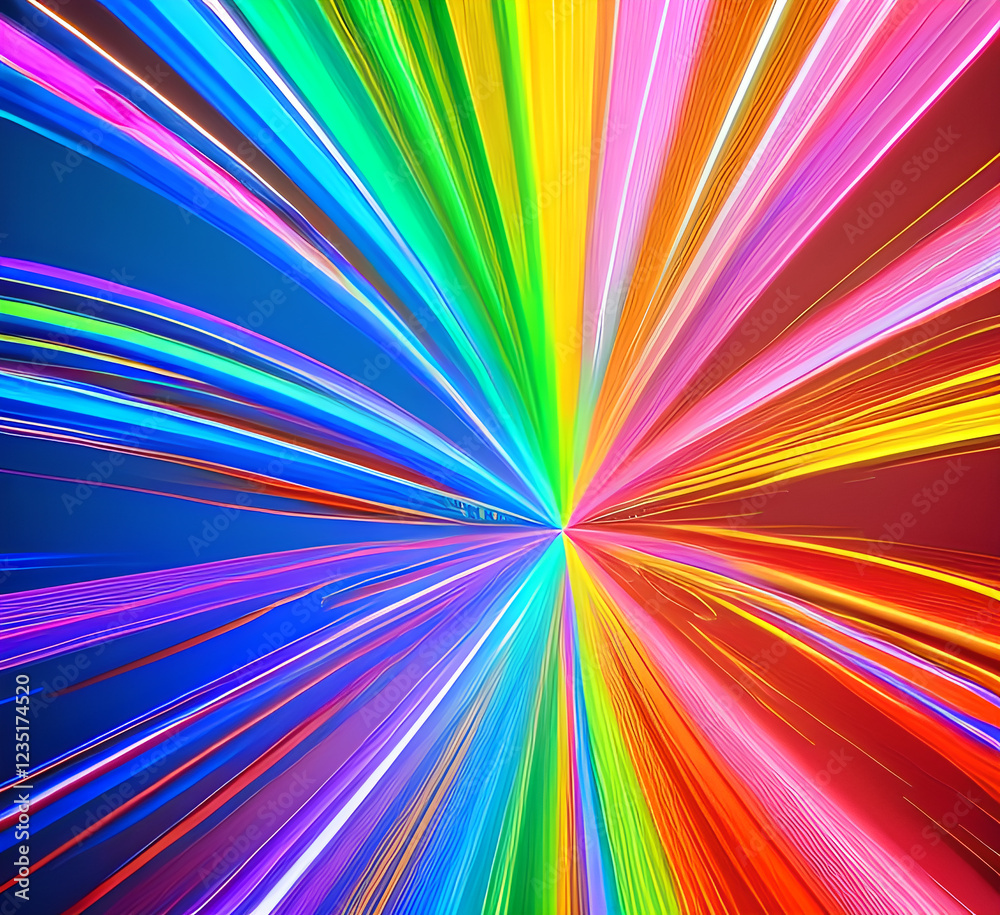 Obraz premium Red bright strip of light background abstract colorful background, bright neon rays and glowing lines.black background with long stripes Pink yellow blue creative wallpaper.high quality.generative ai