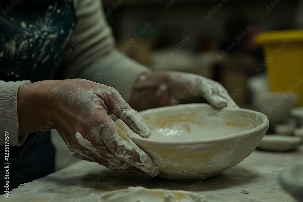 Fototapeta premium Artisan Hands Shaping a Beautiful Bowl
