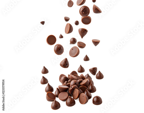 Chocolate chips Floating Isolated PNG or JPEG Background
 Generated by AI