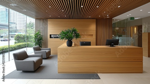 Modern Wooden Reception Area Office Design