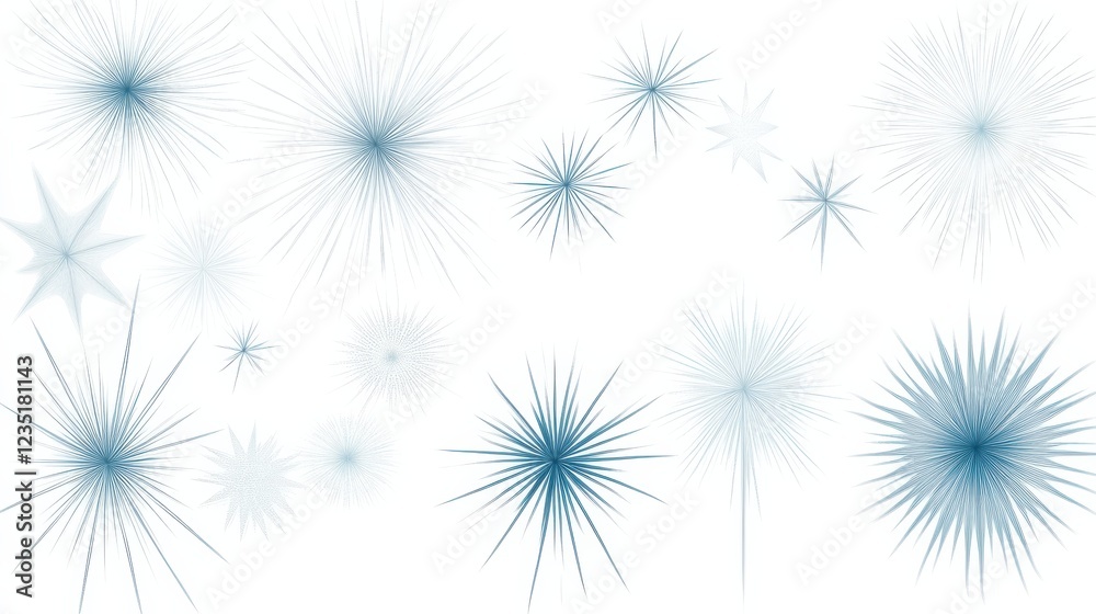 Light Blue Sparkles and Stars on White Background for Design Light Blue Sparkles and Stars on White Background for Design