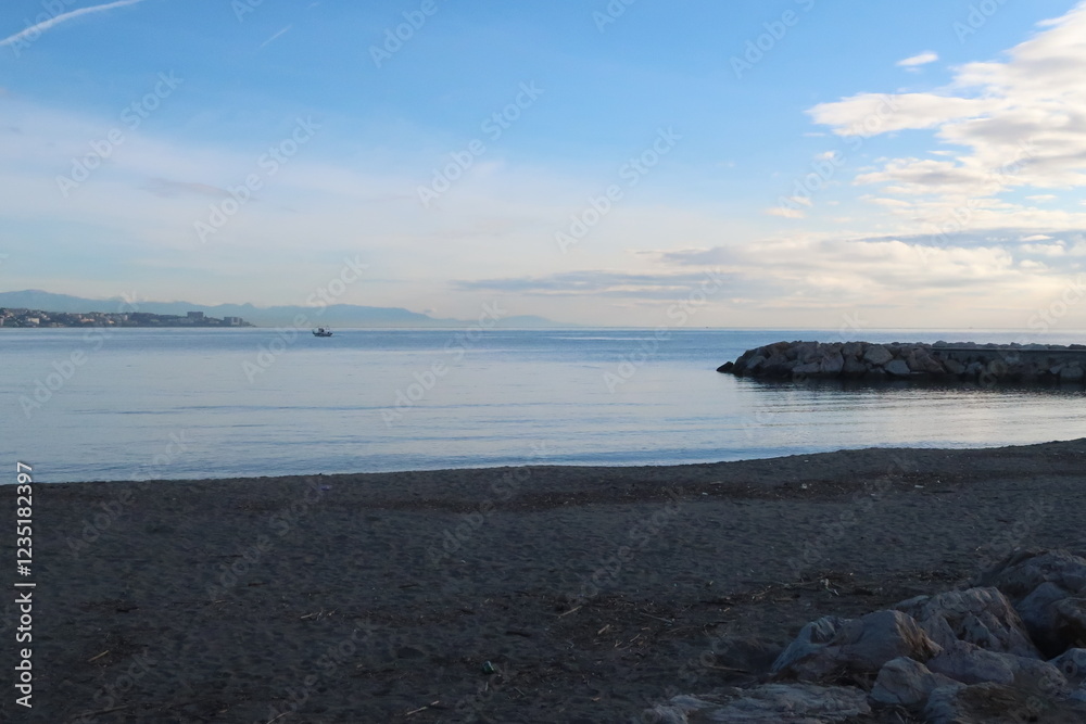 Morning scene on the beach of Fuengirola in Spain Morning scene on the beach of Fuengirola in Spain