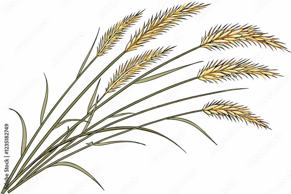 A photograph of a small bouquet of ornamental grasses, featuring feathery, golden-brown plumes and slender green stems, set against a plain white background. The grasses are arranged in a loose, natu A photograph of a small bouquet of ornamental grasses, featuring feathery, golden-brown plumes and slender green stems, set against a plain white background. The grasses are arranged in a loose, natu