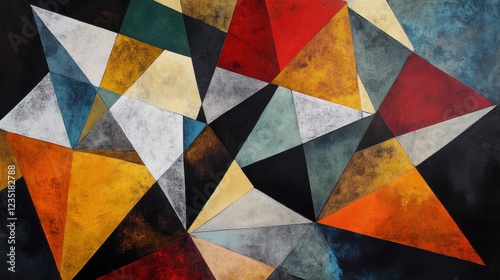 Colorful Abstract Geometric Shapes in Dynamic Arrangement Design