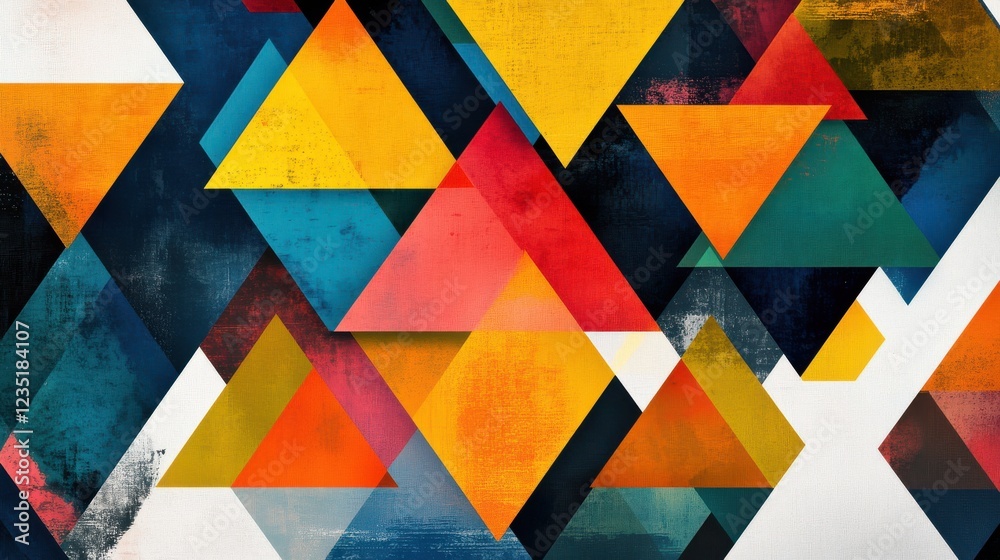 Fototapeta premium Colorful abstract triangles with vibrant textures and angles