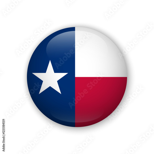 Free Download Realistic glossy button with flag of Texas. 3d vector element with shadow. Best for mobile apps, UI and web design. - GFXLoad