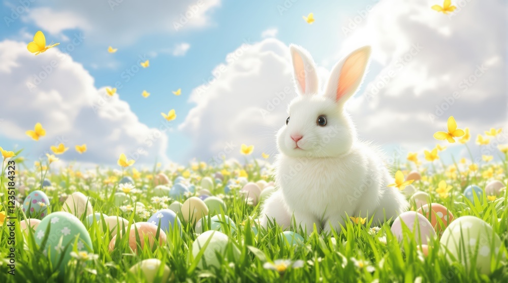 Fototapeta premium easter bunny with easter eggs