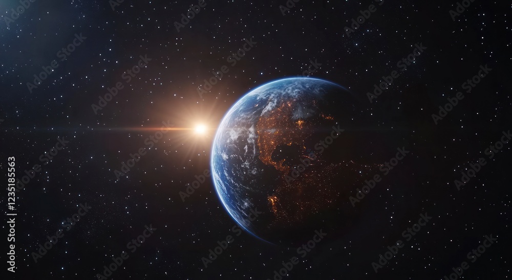 Naklejka premium Stunning Earth Sunrise Space View Planet Photo