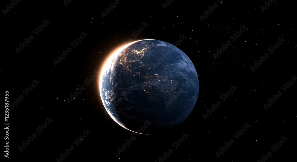 Fototapeta premium Stunning Earth Sunrise Space View Planet Wallpaper Image