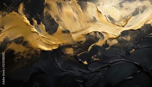 art oil acrylic smear blot portray stucco wall abstract texture black gold shade stain brushstroke alleviation texture heritage