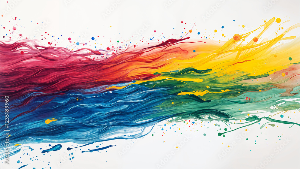 A colorful abstract painting against a clean white background A colorful abstract painting against a clean white background