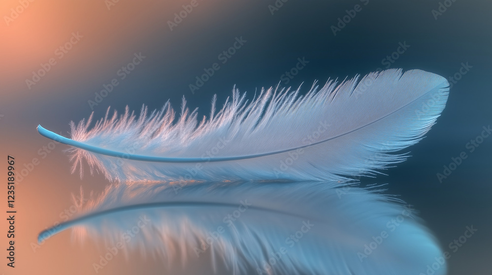 Obraz premium feather on blue background