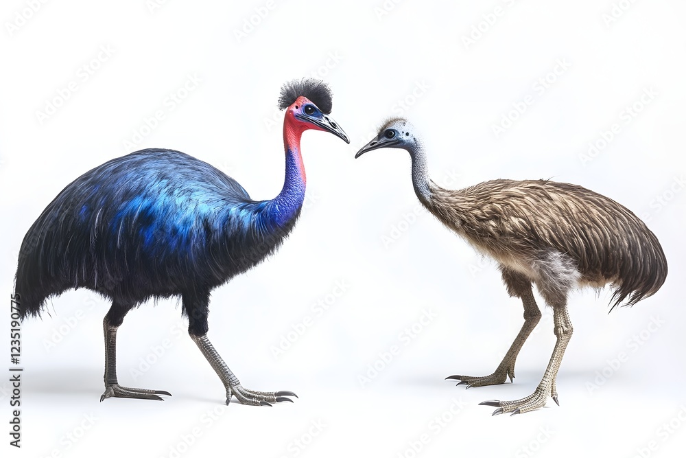 Fototapeta premium Cassowary and Emu Playing Together