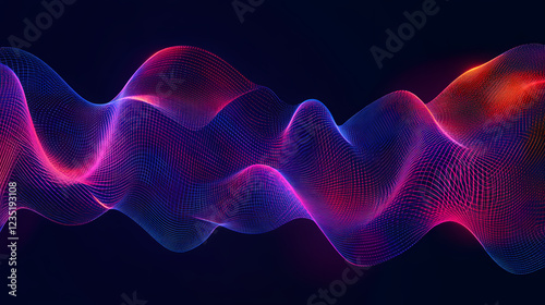 Abstract neon light pattern with dynamic laser lines. Minimal Geometry. Illustration