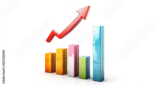 Free Download Financial growth arrow soaring above bar charts, modern business concept, vector design, isolated on white background - GFXLoad