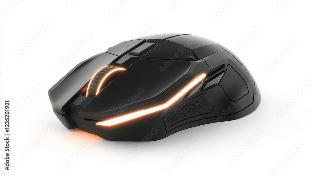 Black Illuminated Gaming Computer Mouse - Front and 45 Degree Angle View Black Illuminated Gaming Computer Mouse - Front and 45 Degree Angle View
